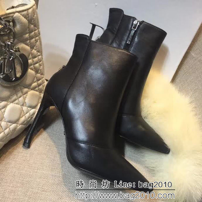 DIOR迪奧 2017春季新款 幸運五角星 尖頭高跟 牛皮女短靴 QZS1870